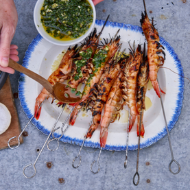 shrimp skewers with chimichuri