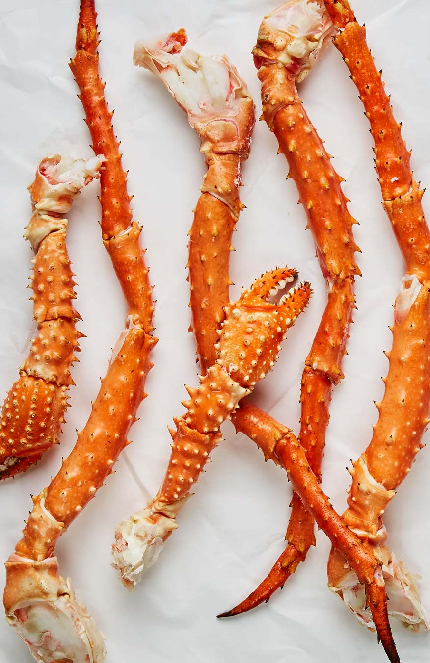 bright orange king crab legs