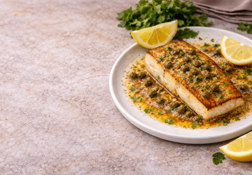 Halibut with Browned Butter Caper Sauce