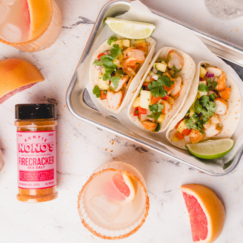 Shrimp Tacos & Margaritas With Auntie Nono's Firecracker Sea Salt