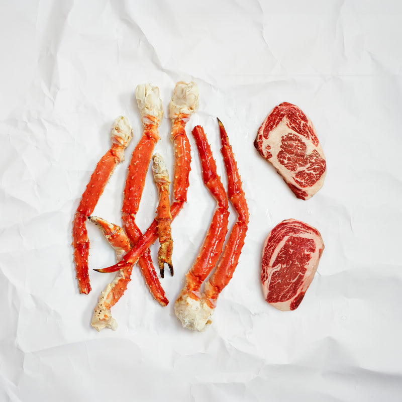 Wagyu Ribeye & King Crab Legs