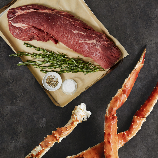 Beef Tenderloin and King Crab Legs