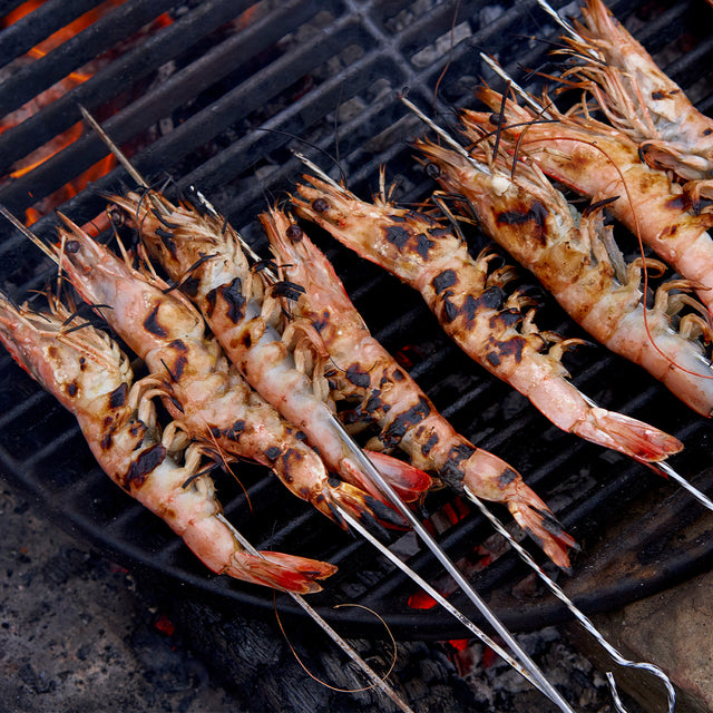 Caledonia blue prawns on the grill 