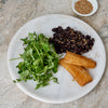 Smoked Black Cod/Sablefish served with black rice and arugula