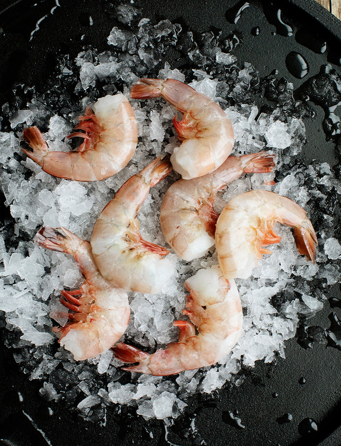 Extra Jumbo 16/20 Peeled & Deveined Tail-On Wild-Caught USA Shrimp  ($25.50/lb)