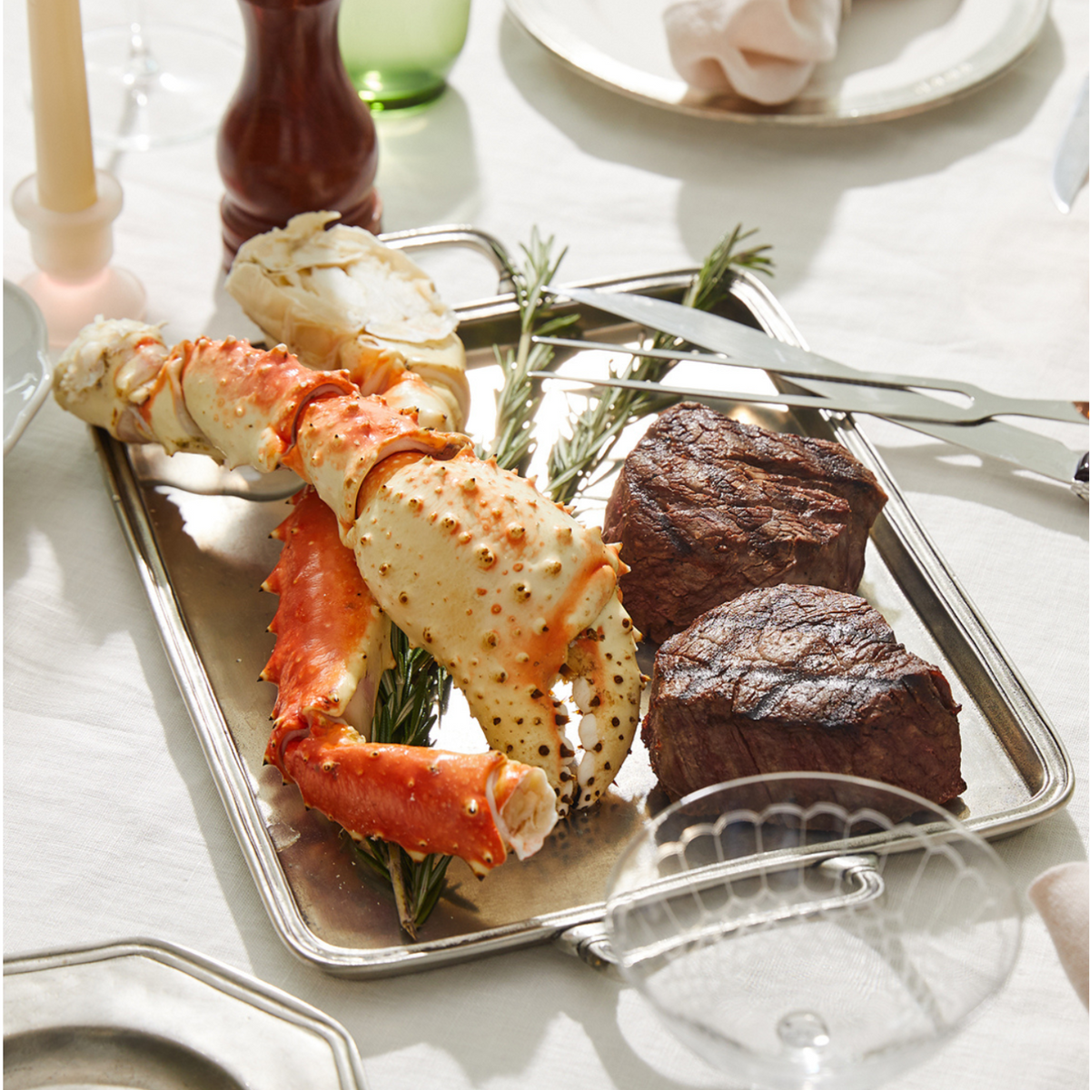 King crab leg and filet mignon