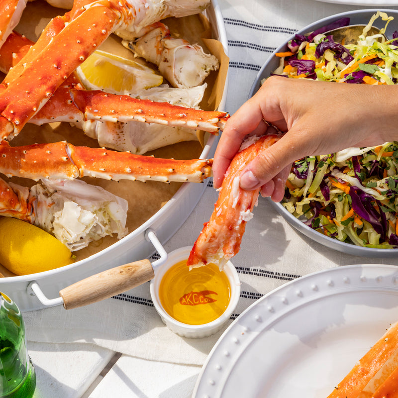 Extra Large Red King Crab Legs, Ramekins, Butter & Mr. Stick's Seafood Seasoning Bundle